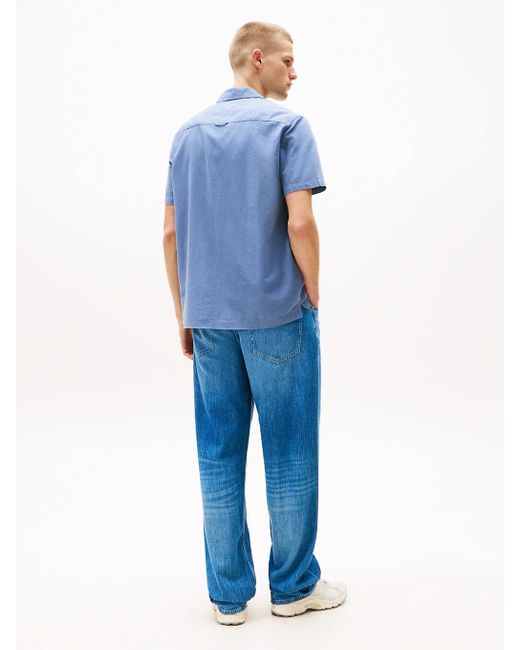 Chemise À Manches Courtes En Lin Mélangé Tommy Hilfiger pour homme en coloris Blue