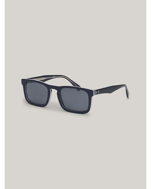 Tommy Hilfiger Blue Rivet Rectangular Sunglasses for men