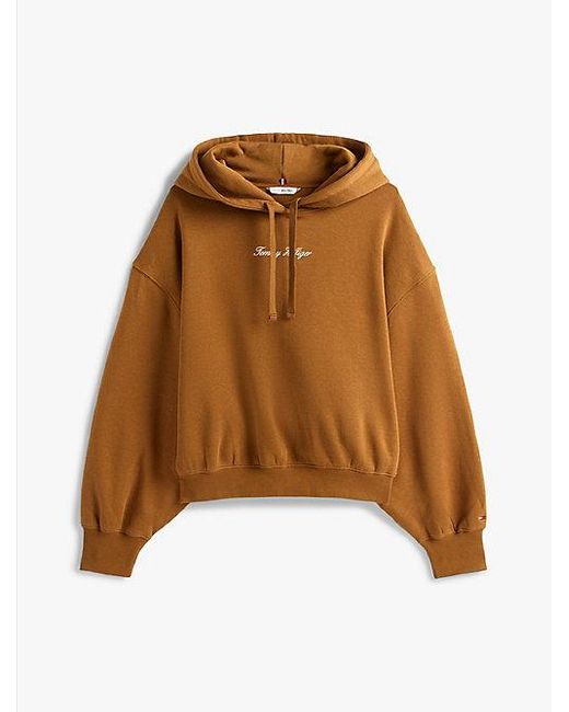 Tommy Hilfiger Relaxed Fit Hoodie Met Getextureerd Logo in het Brown