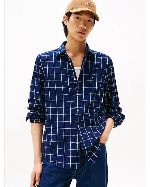 Tommy Hilfiger Regular Fit Overhemd Van Getextureerde Twill in het Blue voor heren