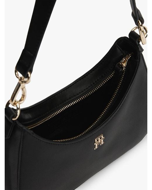 Tommy Hilfiger Black Th Monogram Plaque Shoulder Bag