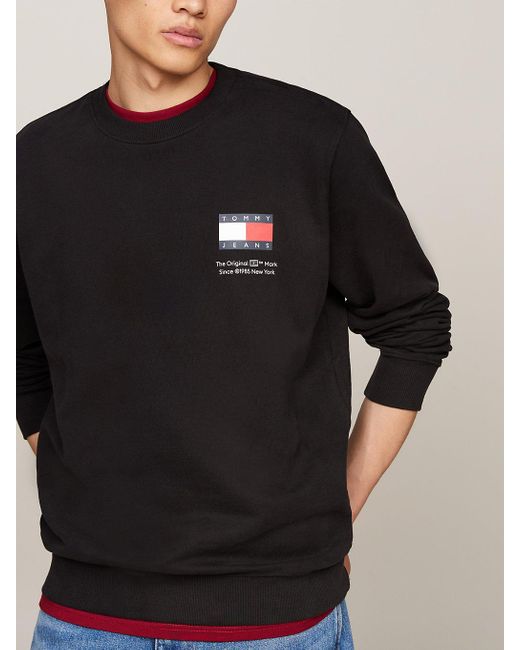 Tommy Hilfiger Black Crew Neck Logo Sweatshirt for men