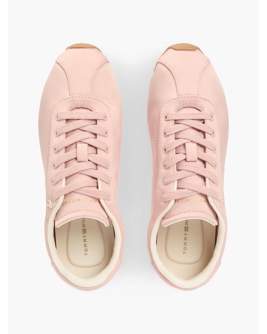 Tommy Hilfiger Pink Th Monogram Satin Trainers