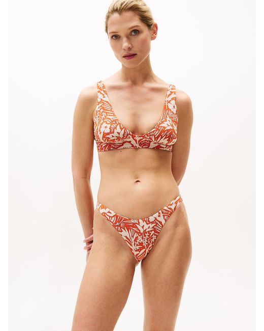 Tommy Hilfiger White Tropical Print Cheeky Bikini Bottoms