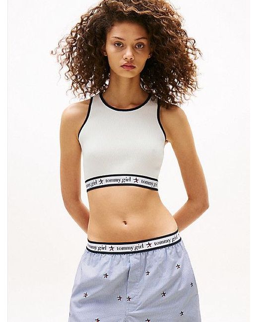 Camiseta De Tirantes Tommy Girl Cropped Tommy Hilfiger de color White