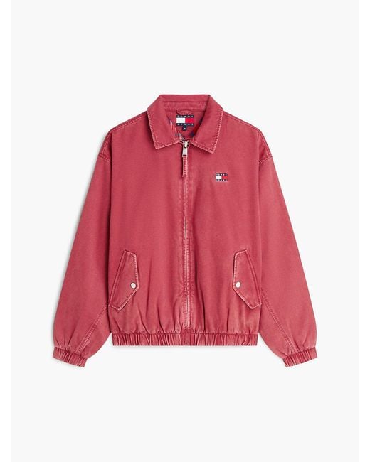 Tommy Hilfiger Red Washed Relaxed Harrington Jacket for men
