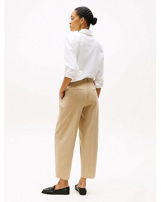 Tommy Hilfiger Cropped Broek Met Tapered Fit in het White