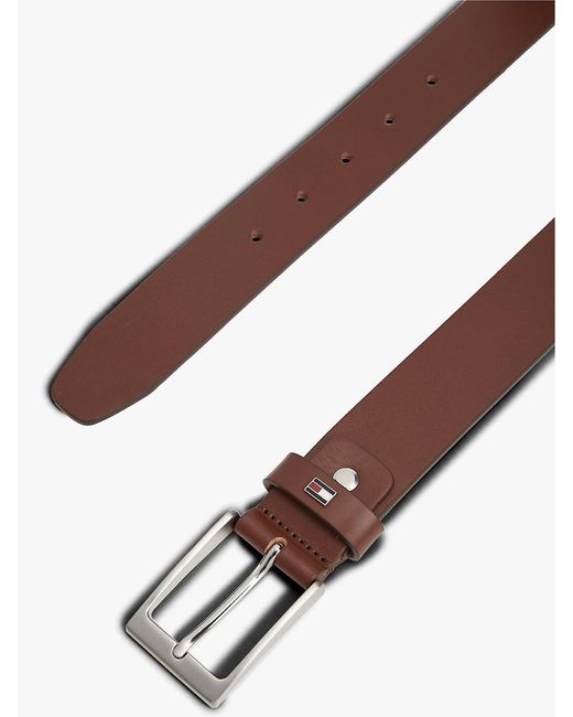 Tommy Hilfiger Brown Rectangular Buckle Adjustable Leather Belt for men