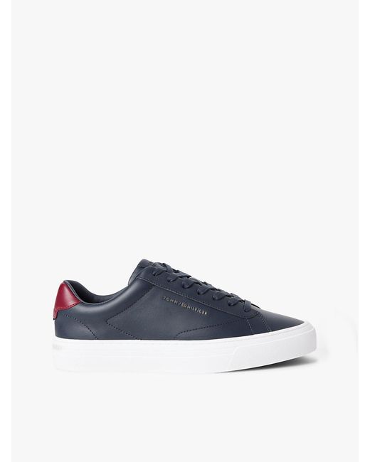 Tommy Hilfiger Blue Premium Leather Cupsole Trainers for men