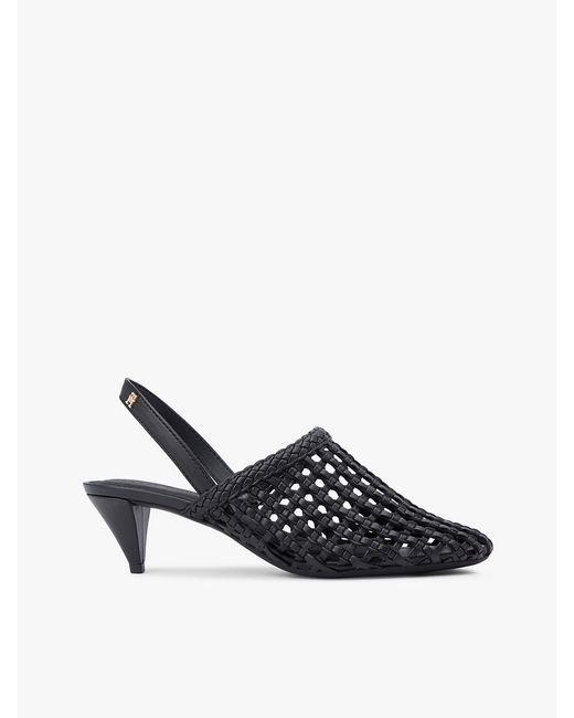 Tommy Hilfiger White Woven Pointed Toe Slingback Heels