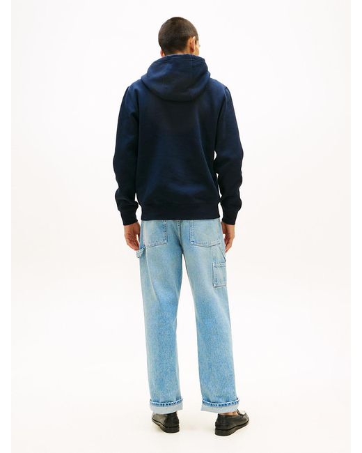 Tommy Hilfiger Blue Logo Terry Drawstring Hoody for men