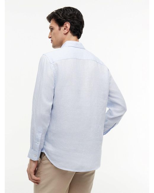 Tommy Hilfiger Blue Regular Fit Washed Pure Linen Shirt for men
