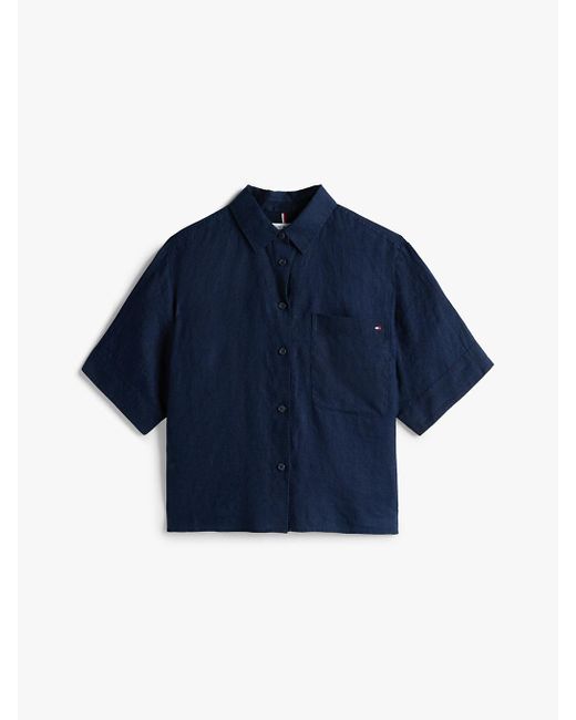 Chemise À Manches Courtes En Lin Décontractée Tommy Hilfiger en coloris Blue
