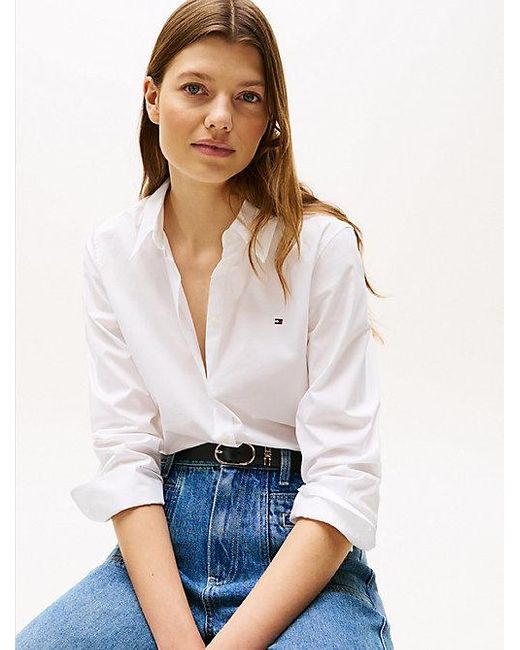 Tommy Hilfiger Regular Fit Overhemd Met Geborduurde Vlag in het White