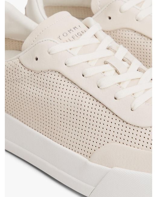 Tommy Hilfiger White Ventilation Detail Leather Court Trainers for men