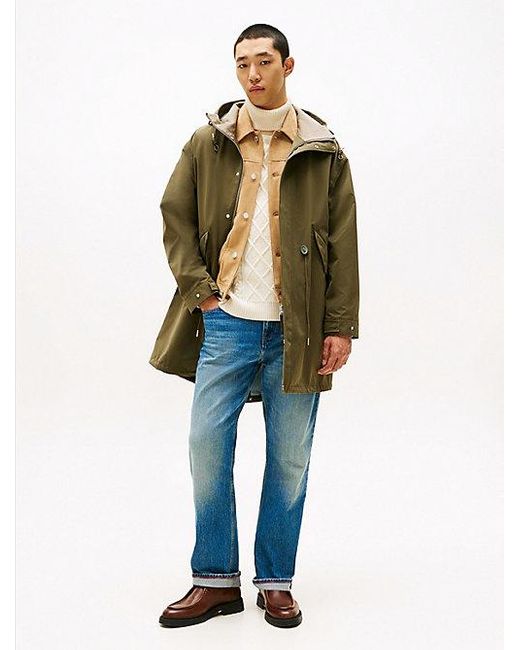 Tommy Hilfiger Winddichte Parka Met Capuchon En Logopatch in het Blue voor heren