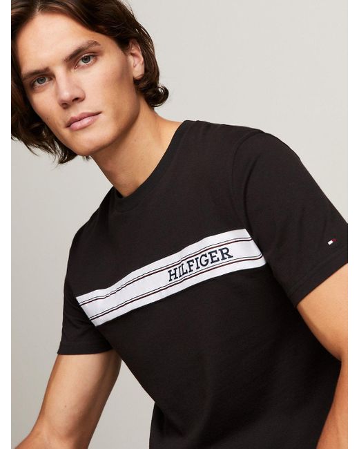 Tommy Hilfiger Black Hilfiger Monotype Logo Stripe Lounge T-shirt for men
