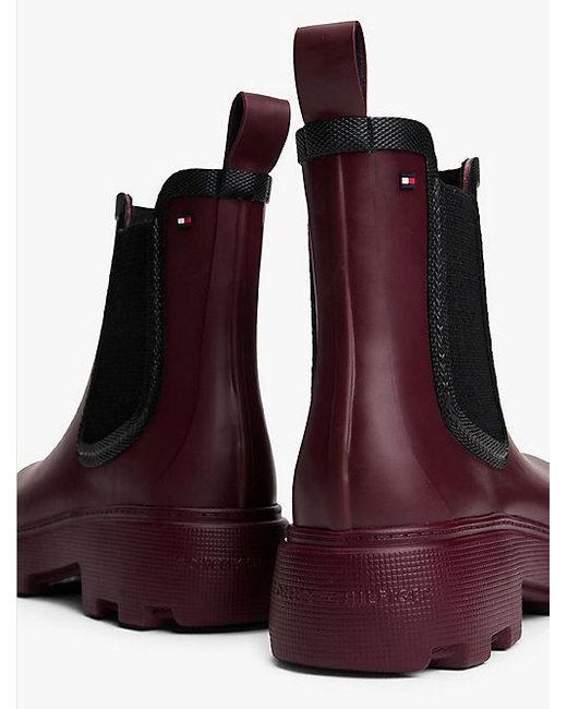 Tommy Hilfiger Purple Knöchelhoher Regenstiefel Mit Warmem Futter