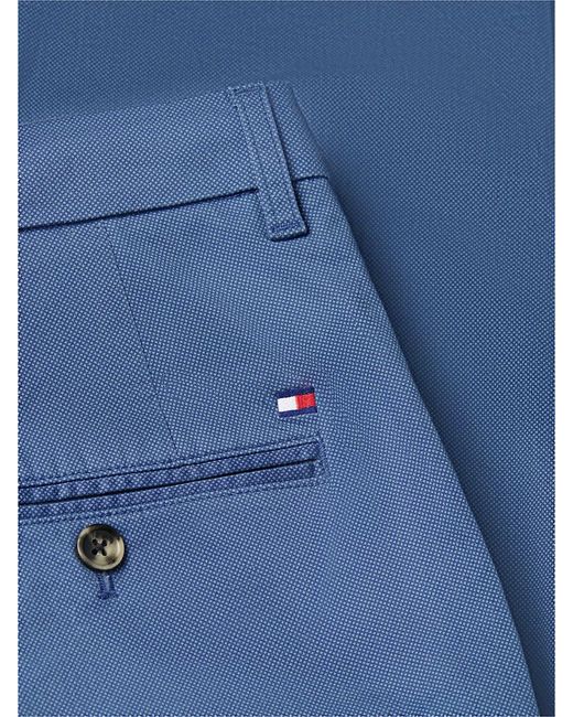 Tommy Hilfiger Blue Denton Slim Straight Textured Chinos for men