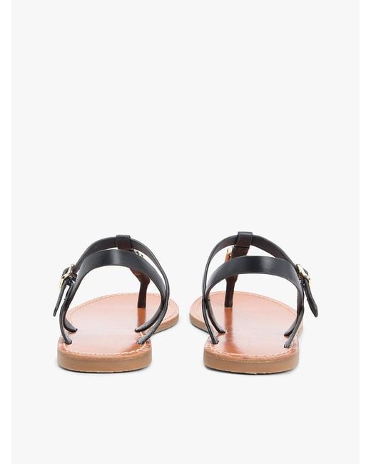 Tommy Hilfiger Black Leather Th Monogram Strap Sandals