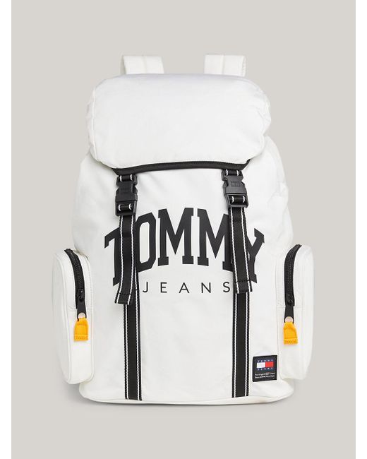 Tommy Hilfiger White Prep Logo Flap Backpack for men