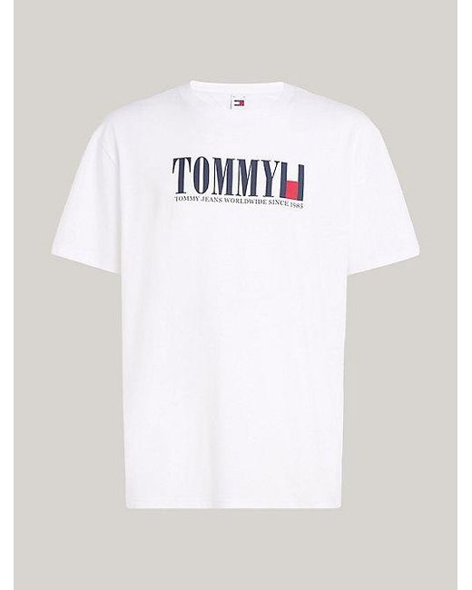 Tommy Hilfiger Rundhals-T-Shirt mit Tommy-Flag-Logo in White für Herren