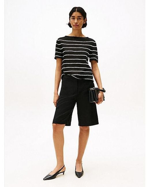 Tommy Hilfiger Black Tailored Slim Fit Shorts Aus Leinenmix