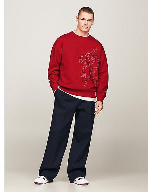 Tommy Hilfiger Tommy x CLOT genderneutrales Sweatshirt mit Drache in Red für Herren