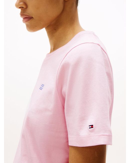 T-Shirt À Drapeau Hilfiger Contrasté Tommy Hilfiger en coloris Pink
