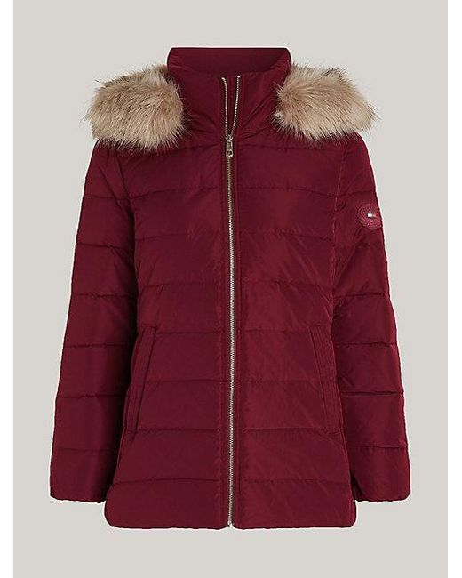 Chaqueta De Plumón Con Pelo Sintético Tommy Hilfiger de color Red