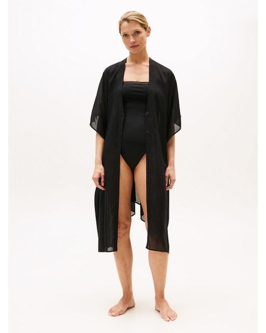 Tommy Hilfiger Black Cover-up Beach Kaftan