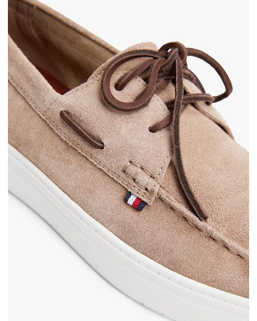 Tommy Hilfiger White Lace-up Suede Hybrid Boat Shoes for men