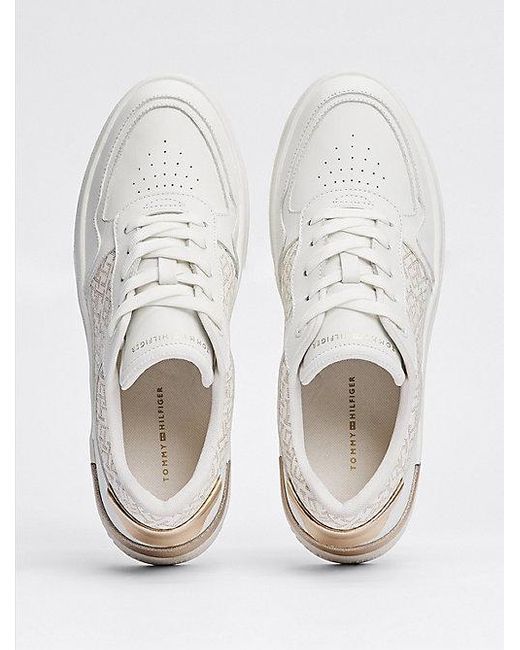 Tommy Hilfiger Leren Sneaker Met Th-Monogram in het White