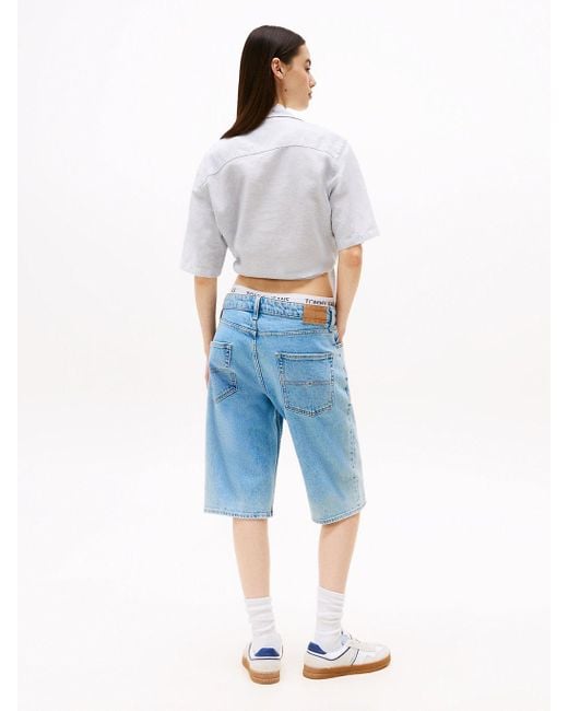 Camicia Crop Relaxed Fit A Maniche Corte di Tommy Hilfiger in White