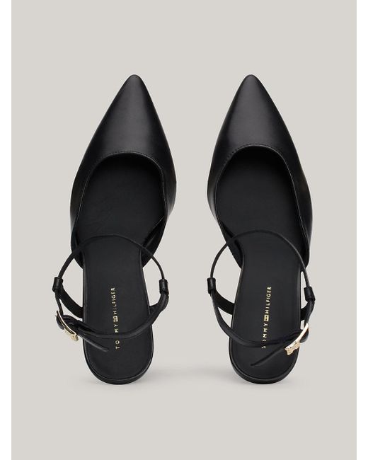 Tommy Hilfiger Black Th Monogram Leather Kitten Heels