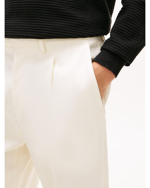 Tommy Hilfiger Black Pure Wool Twill Trousers for men