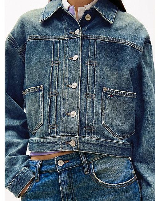 Tommy Hilfiger Blue Leichte Relaxed Fit Jeansjacke Mit Logo