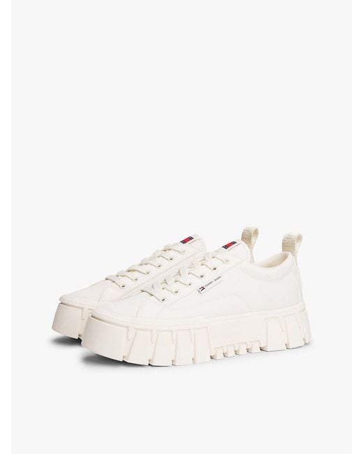 Tommy Hilfiger Natural Logo Tab Platform Cleat Trainers