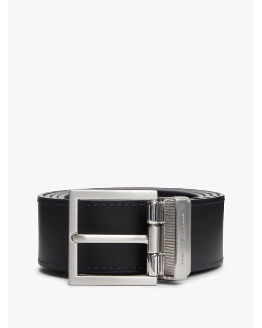 Tommy Hilfiger Black Reversible Square Buckle Leather Belt for men