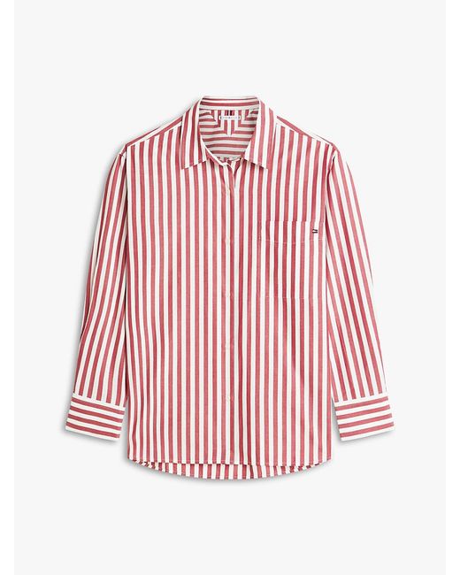Tommy Hilfiger Red Classic Oversized Fit Poplin Shirt