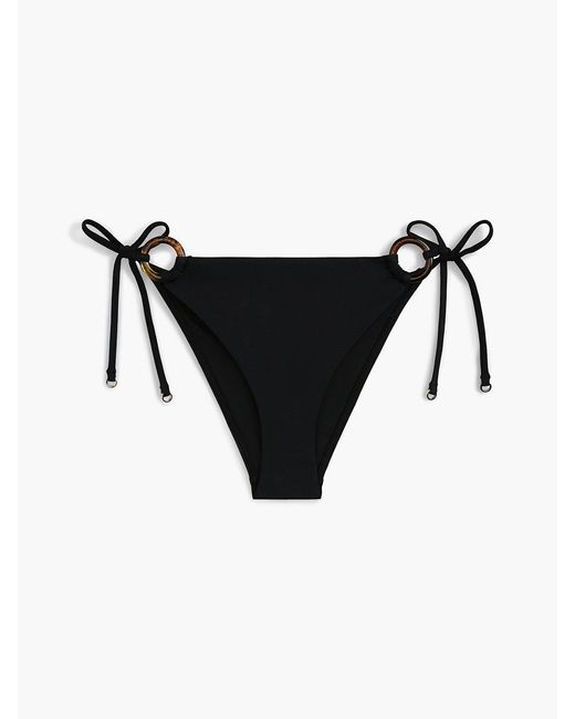 Tommy Hilfiger Natural Tortoiseshell Ring Side Tie Bikini Bottoms