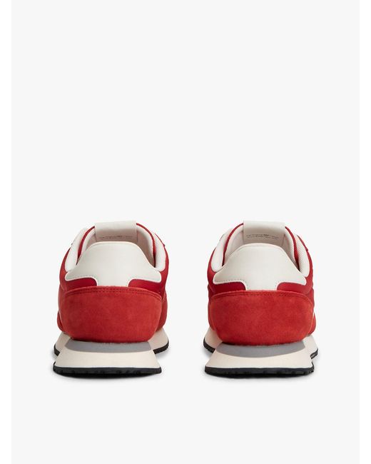 Tommy Hilfiger Red Suede Mixed Texture Trainers for men
