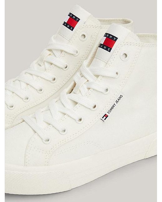 Tommy Hilfiger Natural Mid-Top Basketball-Sneaker aus Canvas