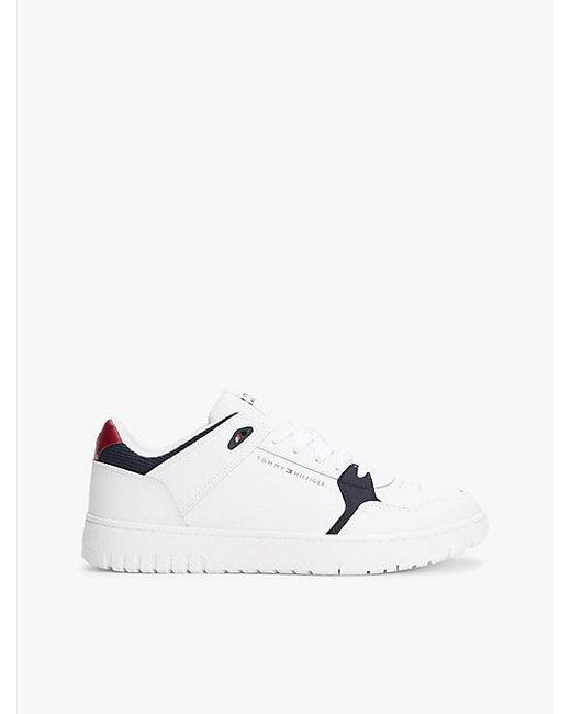Tommy Hilfiger Basketbalsneaker Met Fijne Profielzool En Leer in het White voor heren