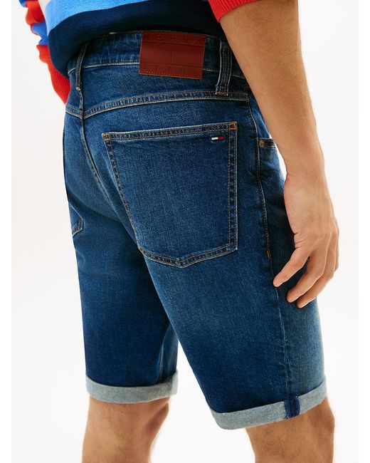 Tommy Hilfiger Blue Ronnie Faded Slim Denim Shorts for men