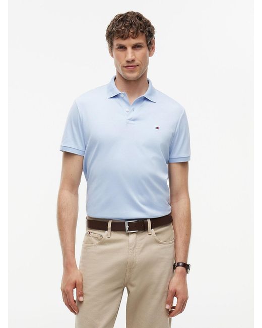 Tommy Hilfiger Blue Liquid Cotton Regular Short Sleeve Polo for men