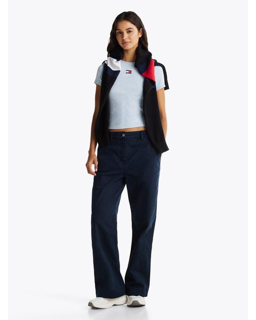 Tommy Hilfiger Blue Mia Mid Rise Relaxed Straight Trousers
