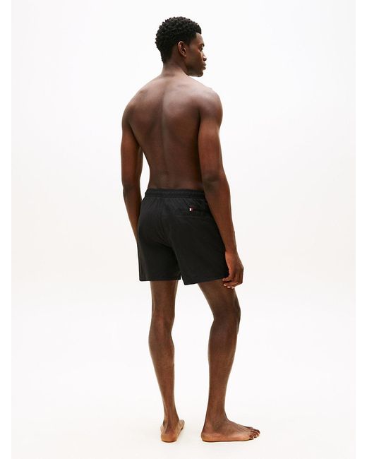 Tommy Hilfiger Black Original Logo Mid Length Swim Shorts for men