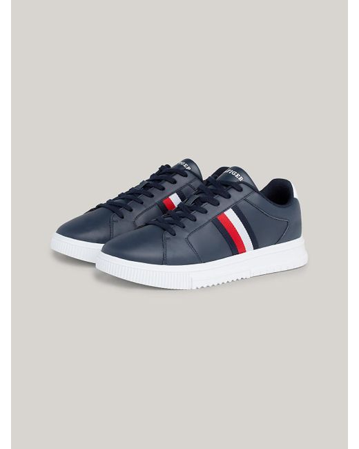 Tommy Hilfiger Blue Essential Leather Signature Tape Trainers for men