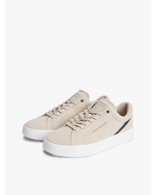 Tommy Hilfiger White Suede Court Trainers for men